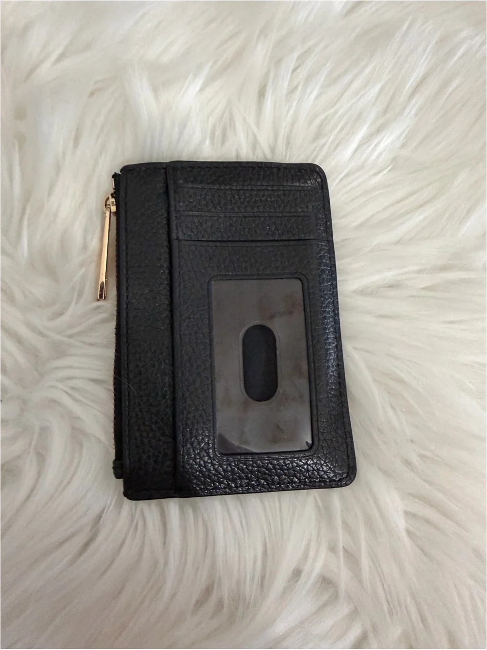 Marc Jacobs Black Leather & Gold Hardware Zip Card Case Keychain Ring Wallet
